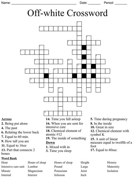 off white crossword puzzle.